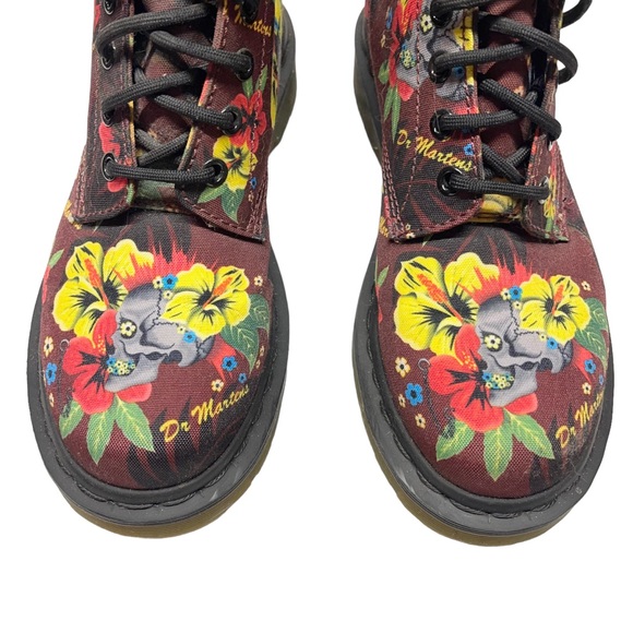 Dr. Martens Castel Hawaiian Punk Canvas Cherry Red Rouge Boot Women’s - Picture 4 of 8